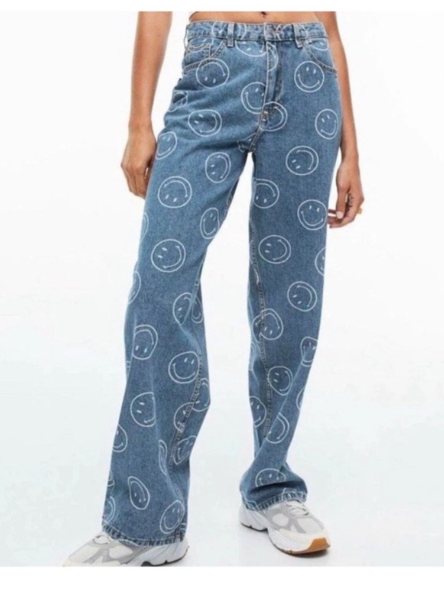 Smiley X H&M Wide Leg Smiley Face High Waisted Jeans